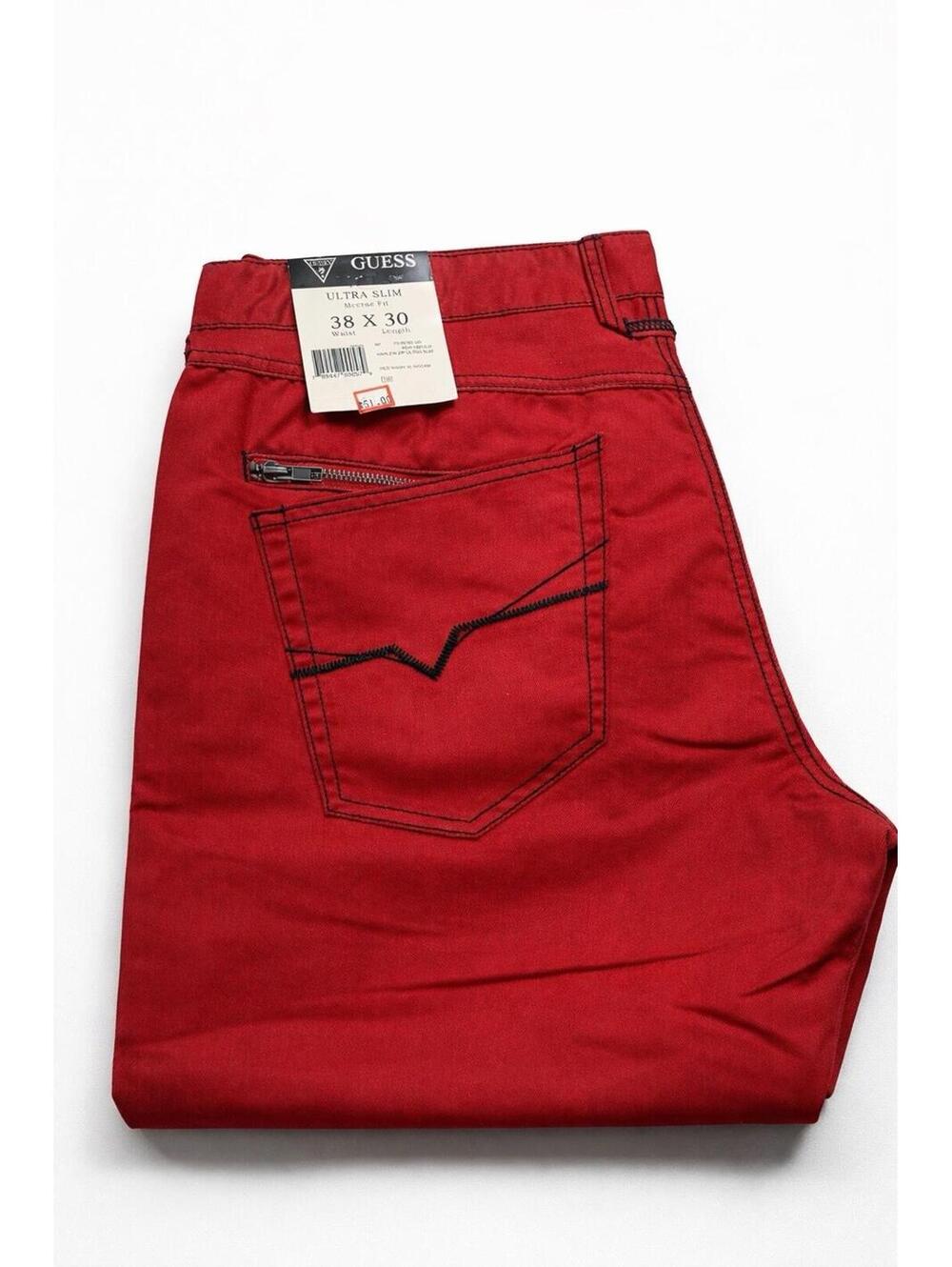 GUESS Ultra Slim Fit Red Jeans Men’s 38x30 New With Tags Stretch Denim Pants